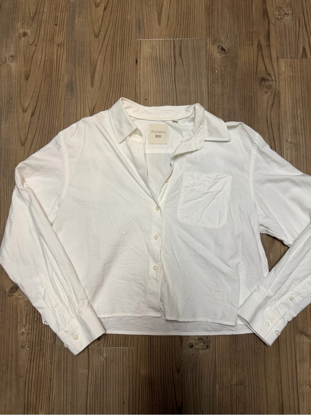 JW ANDERSON Uniqlo White Cropped Button-Down Shirt